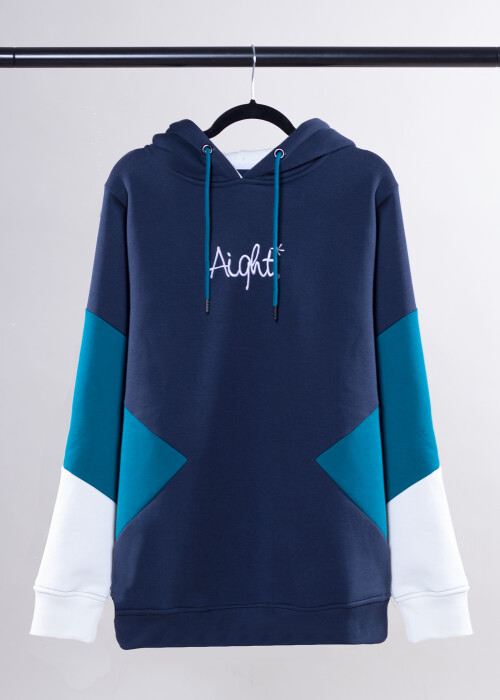 Aight* Hoodie - Shared navy / teal / creme white