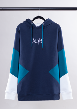 Aight* Hoodie - "Shared" navy / teal / creme white