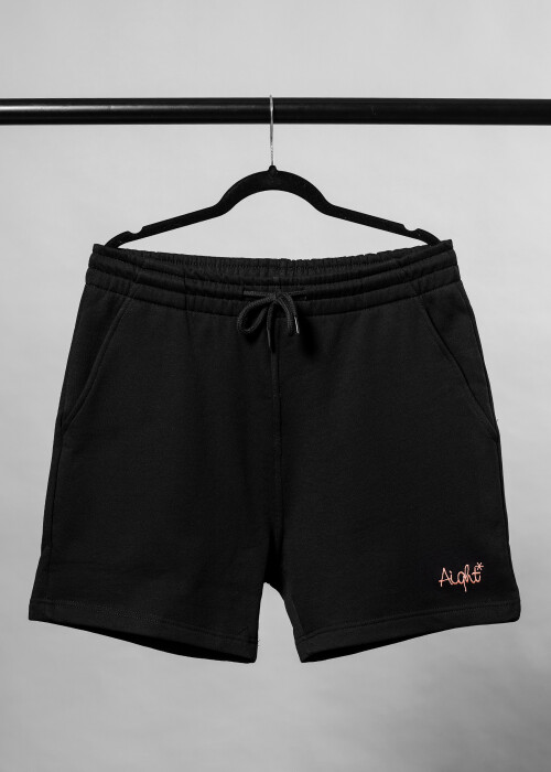 Aight* Sweatshort - "OG Emb" black pastell orange