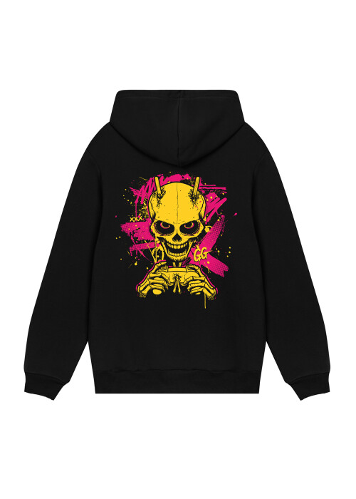 Black hoodie with skull top