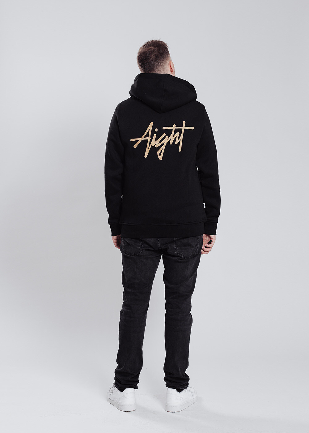 Aight* Zip Hoodie - "Full Tag Logo " black gold