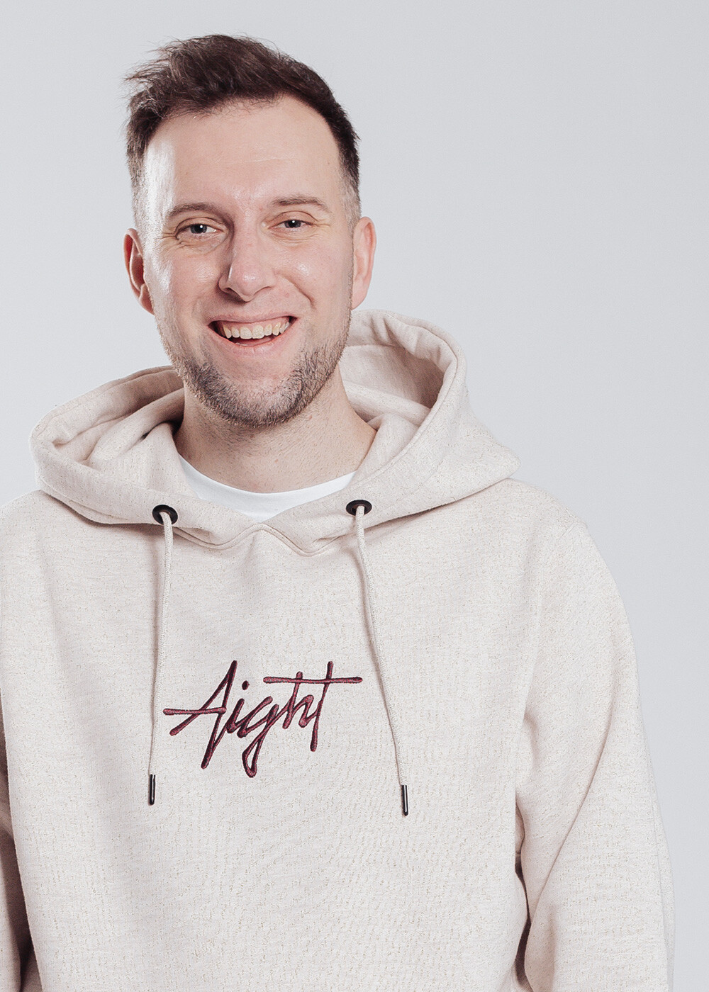 Aight* Hoodie - "Tag" creme melange