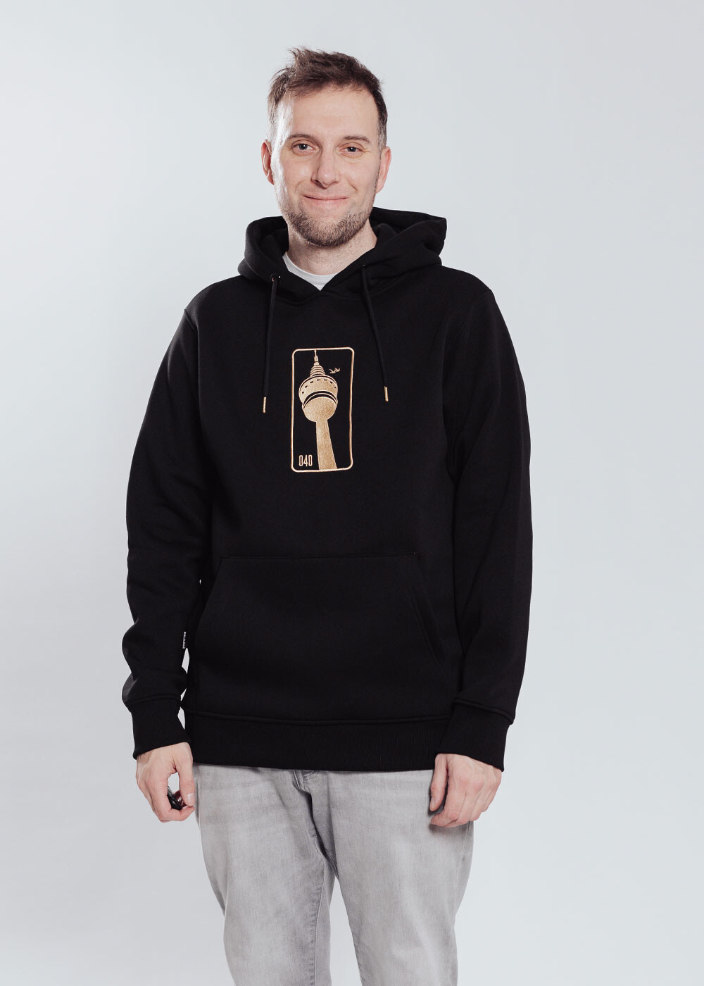 Aight* Hoodie - &quot;Hertz 040 Emb&quot; black gold