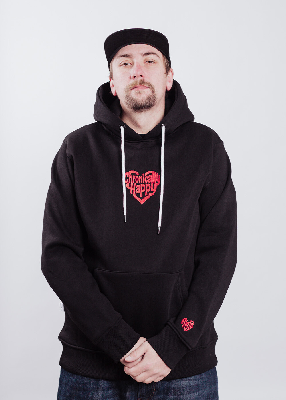Aight* Hoodie - &quot;Chronically Happy&quot; black