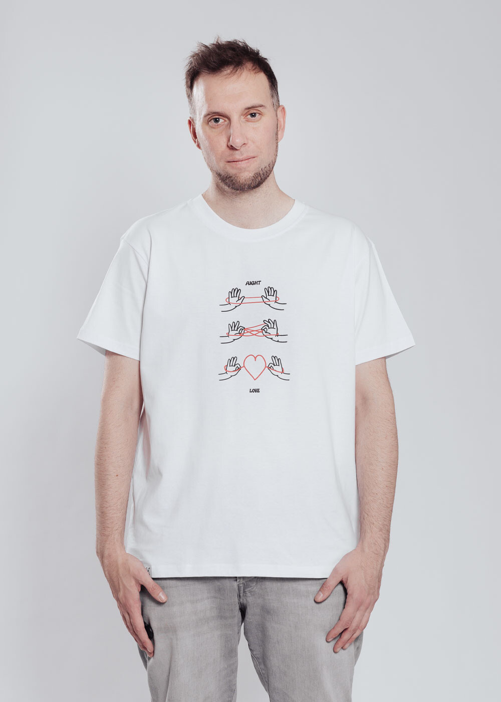 Aight* T-Shirt - &quot;Schnurspiel&quot; white